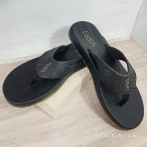 Flojos Men's Memory Foam Sandals Flip Flops Black Size 8‎